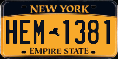 NY license plate HEM1381