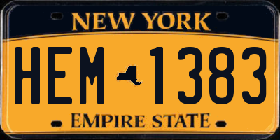 NY license plate HEM1383