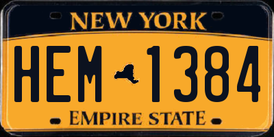 NY license plate HEM1384