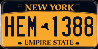 NY license plate HEM1388