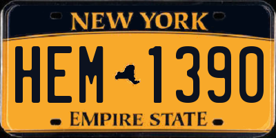 NY license plate HEM1390