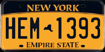 NY license plate HEM1393