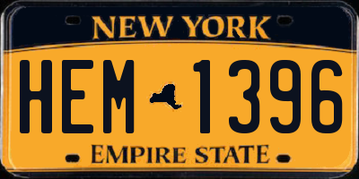 NY license plate HEM1396