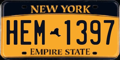 NY license plate HEM1397