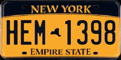 NY license plate HEM1398