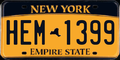 NY license plate HEM1399