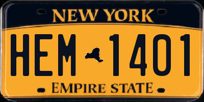 NY license plate HEM1401