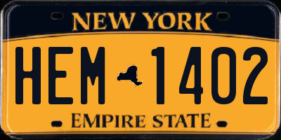 NY license plate HEM1402
