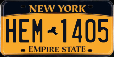 NY license plate HEM1405
