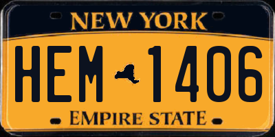 NY license plate HEM1406