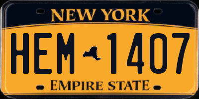 NY license plate HEM1407