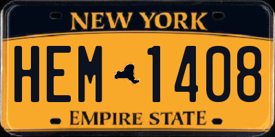 NY license plate HEM1408