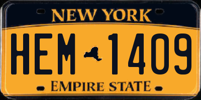 NY license plate HEM1409