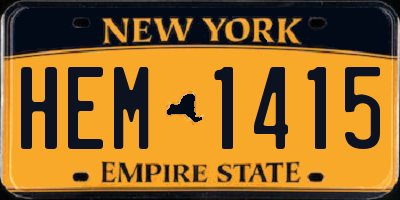 NY license plate HEM1415