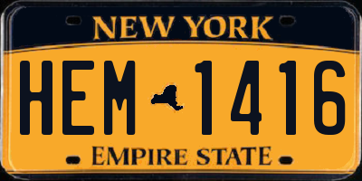 NY license plate HEM1416
