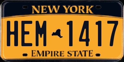 NY license plate HEM1417