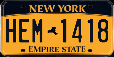 NY license plate HEM1418