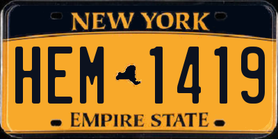 NY license plate HEM1419