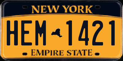 NY license plate HEM1421