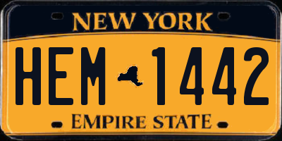 NY license plate HEM1442