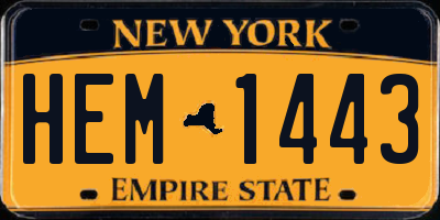 NY license plate HEM1443