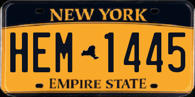 NY license plate HEM1445