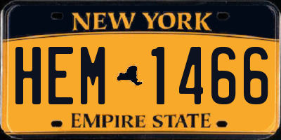 NY license plate HEM1466