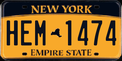 NY license plate HEM1474