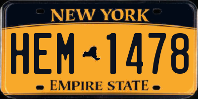 NY license plate HEM1478