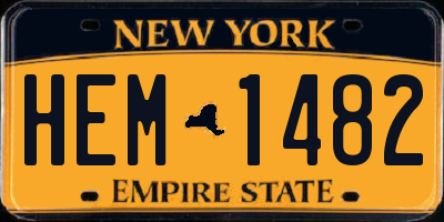 NY license plate HEM1482