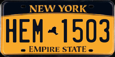 NY license plate HEM1503