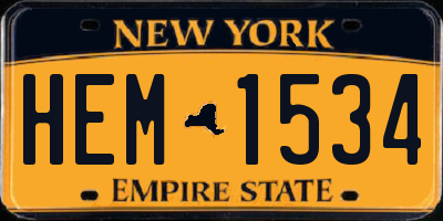 NY license plate HEM1534