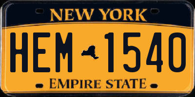 NY license plate HEM1540