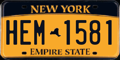 NY license plate HEM1581