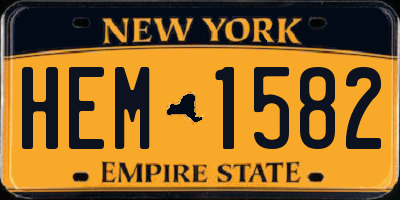 NY license plate HEM1582