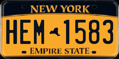 NY license plate HEM1583