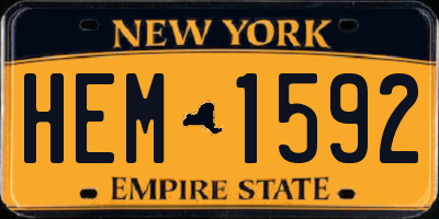 NY license plate HEM1592