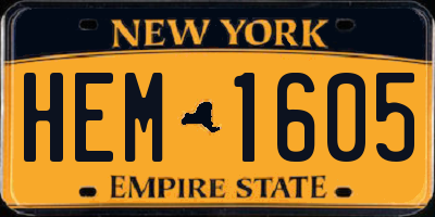 NY license plate HEM1605