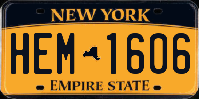 NY license plate HEM1606