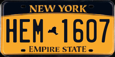 NY license plate HEM1607