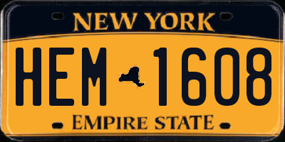 NY license plate HEM1608