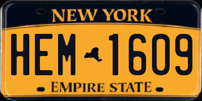 NY license plate HEM1609