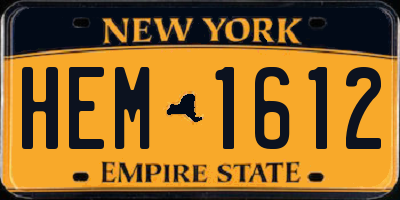 NY license plate HEM1612