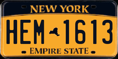 NY license plate HEM1613