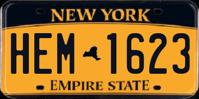 NY license plate HEM1623