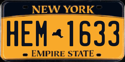 NY license plate HEM1633