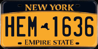 NY license plate HEM1636