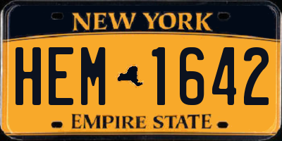 NY license plate HEM1642