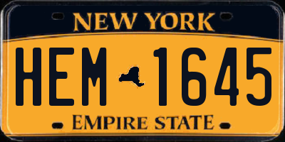 NY license plate HEM1645