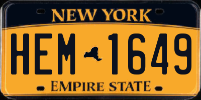 NY license plate HEM1649